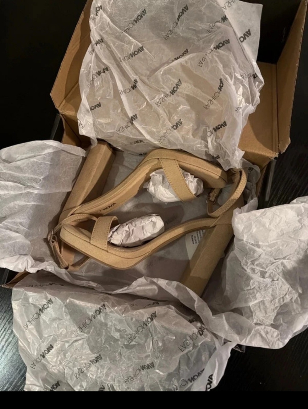 Neutral Tan Strappy Block Heel Sandals
